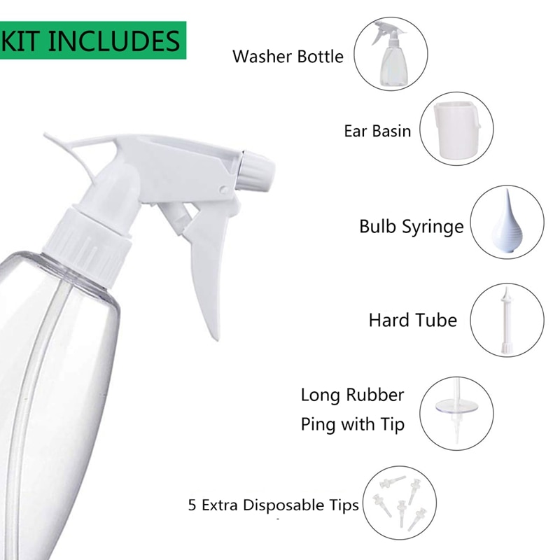 300 Ml Ear Wash Earwax Removal Tool Kit Ear Irrigation Washer Bottle System Ear Cleaning Set With Squeeze Ball / Brush Adult C