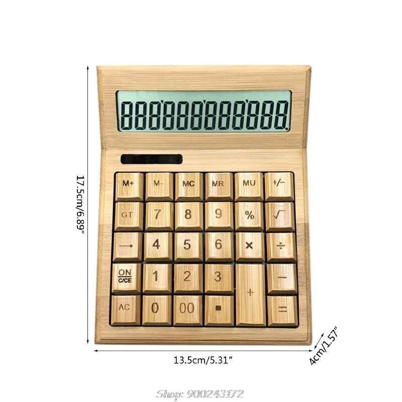 Functional Desktop Calculator Solar Power Bamboo Calculators with 12-digit Large Display D03 20
