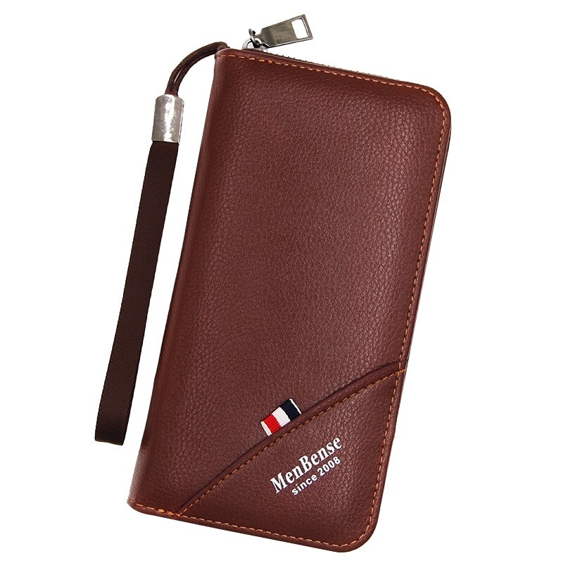 Men Long Wallet Men Zipper Purse for Men Coin Purses Clutch Male Portefeuille Wallets portefeuille homme: 888-8 Light Brown