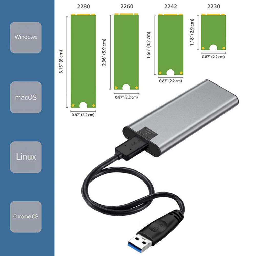 30% Off M-01 NGFF M.2 USB 33.0 HDD Enclosure 6Gbs Port SATA SSD Hard Drive Case Support Mobile External HDD Case