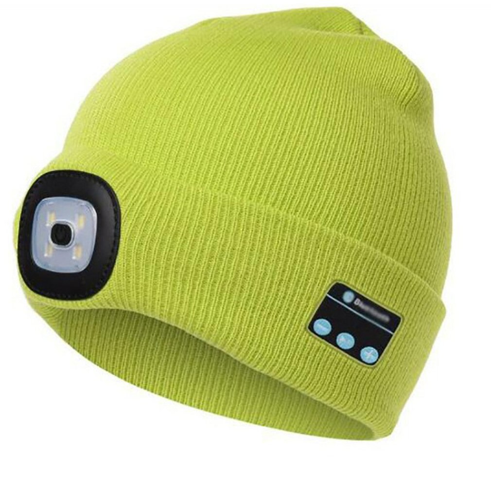 Winter Beanie Hat Wireless Smart Cap Headphone Headset with LED Light Handfree Music Headphone Earphones for: Yellow