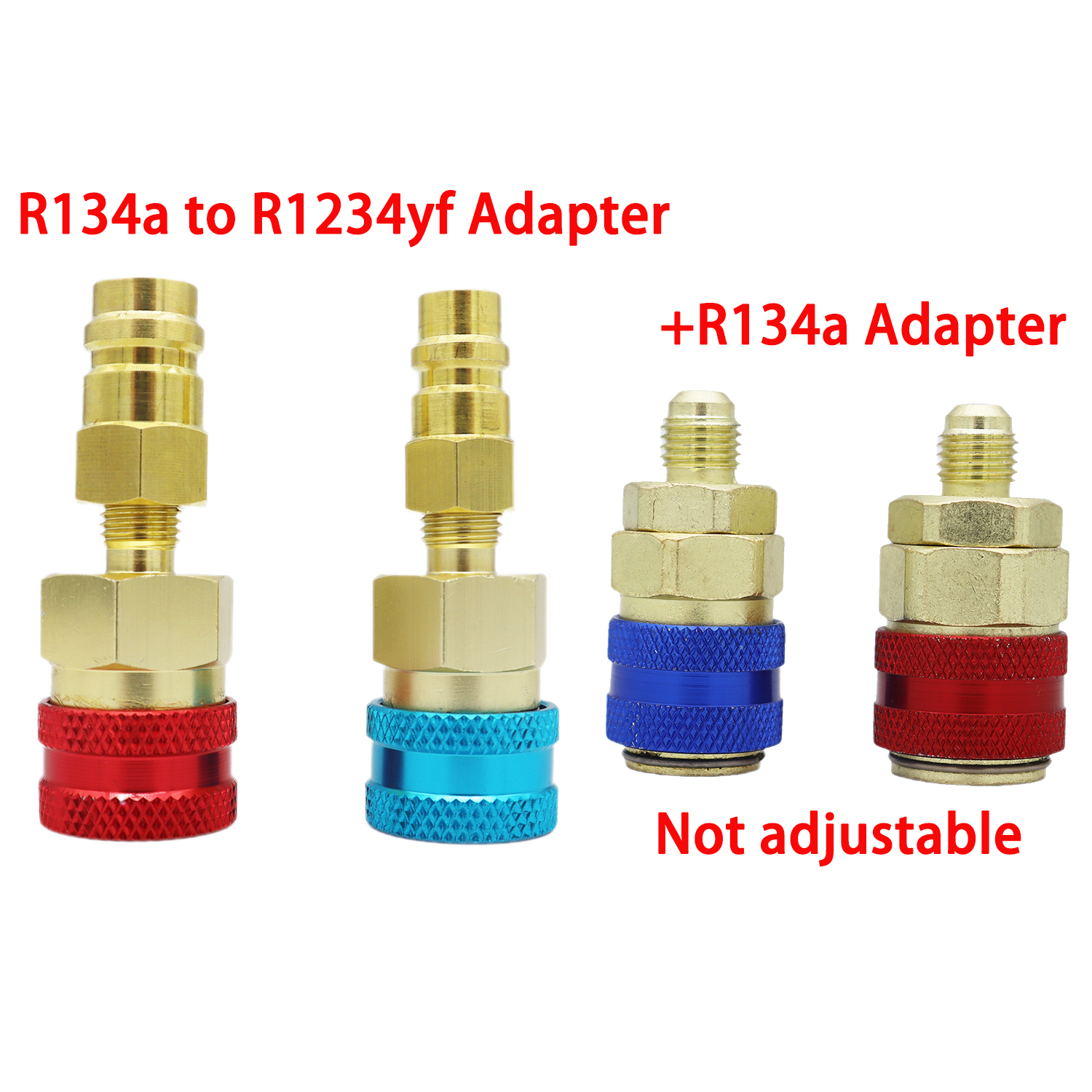 Adapter Snelkoppeling Voor R1234YF Naar R134A Hoge Lage Kant Adapter Fitting Connector Auto Airconditioning Fitting Auto Gereedschap: Rood