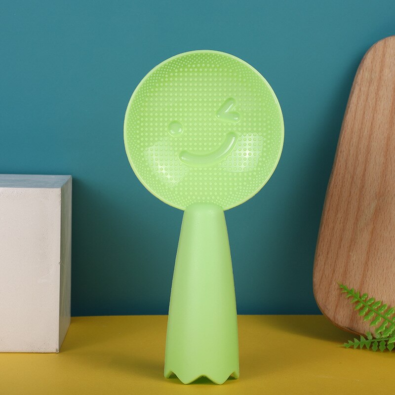 Smiley ansigt ris ske dejlig stand-up non-stick stor ris skovl plast husholdning køkken bordservice ris ske: Grøn