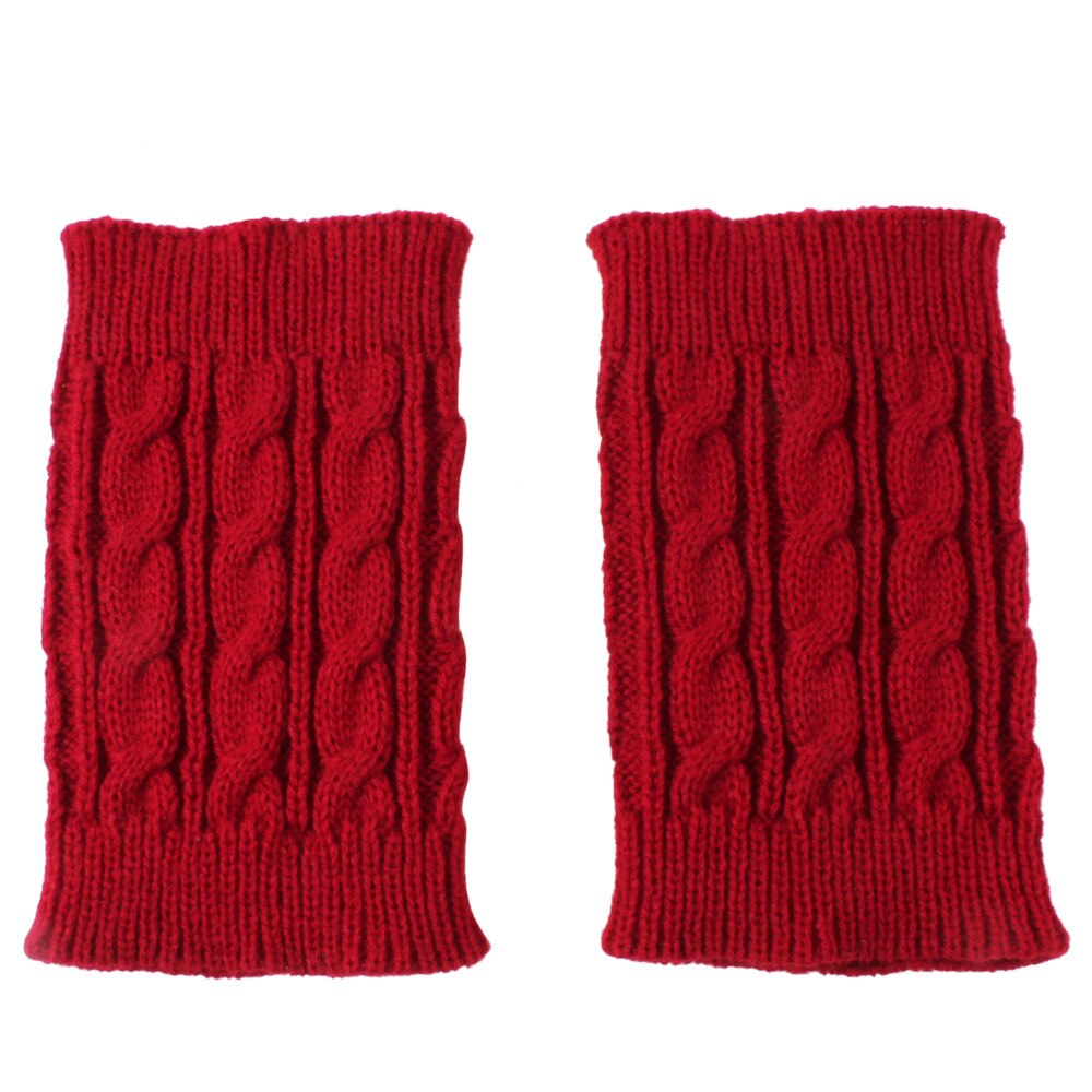 One Pair Winter Thick Warm Knitted Leg Warmers Socks Boot Cover Stripe For Women Lace Stretch Boot Leg Cuffs Boot Socks: 1pair Red