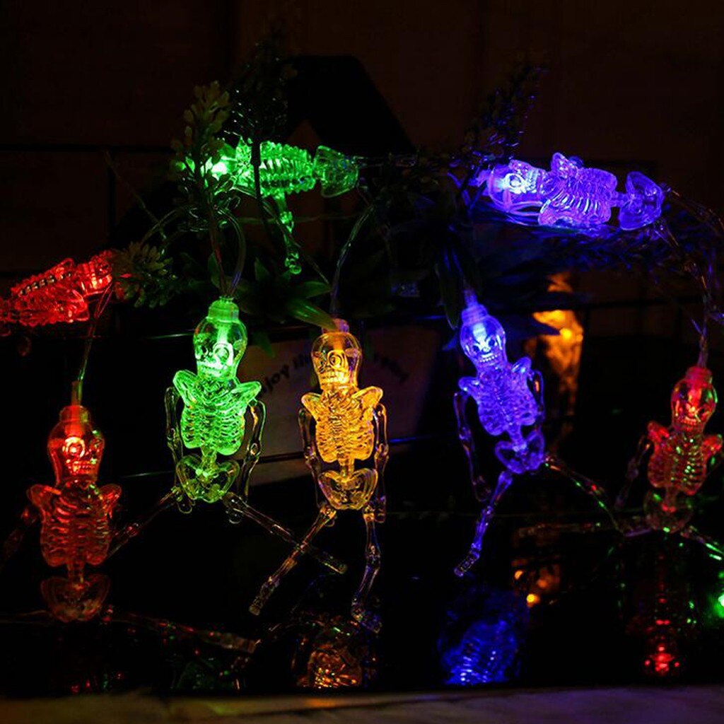 LED halloween Series Light String Skull Shaped Copper Wire Lamp Halloween Decoration Perfect Festival Indoor Party Decoration