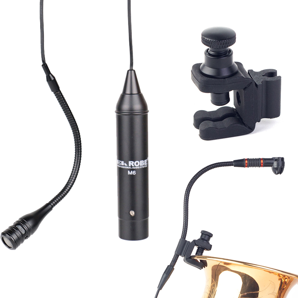 Sistema de micrófono condensador cardioide, Clip para instrumentos musicales para saxofón, trompeta, cuerno de saxo, Tuba, flauta, clarinete, piano, violín