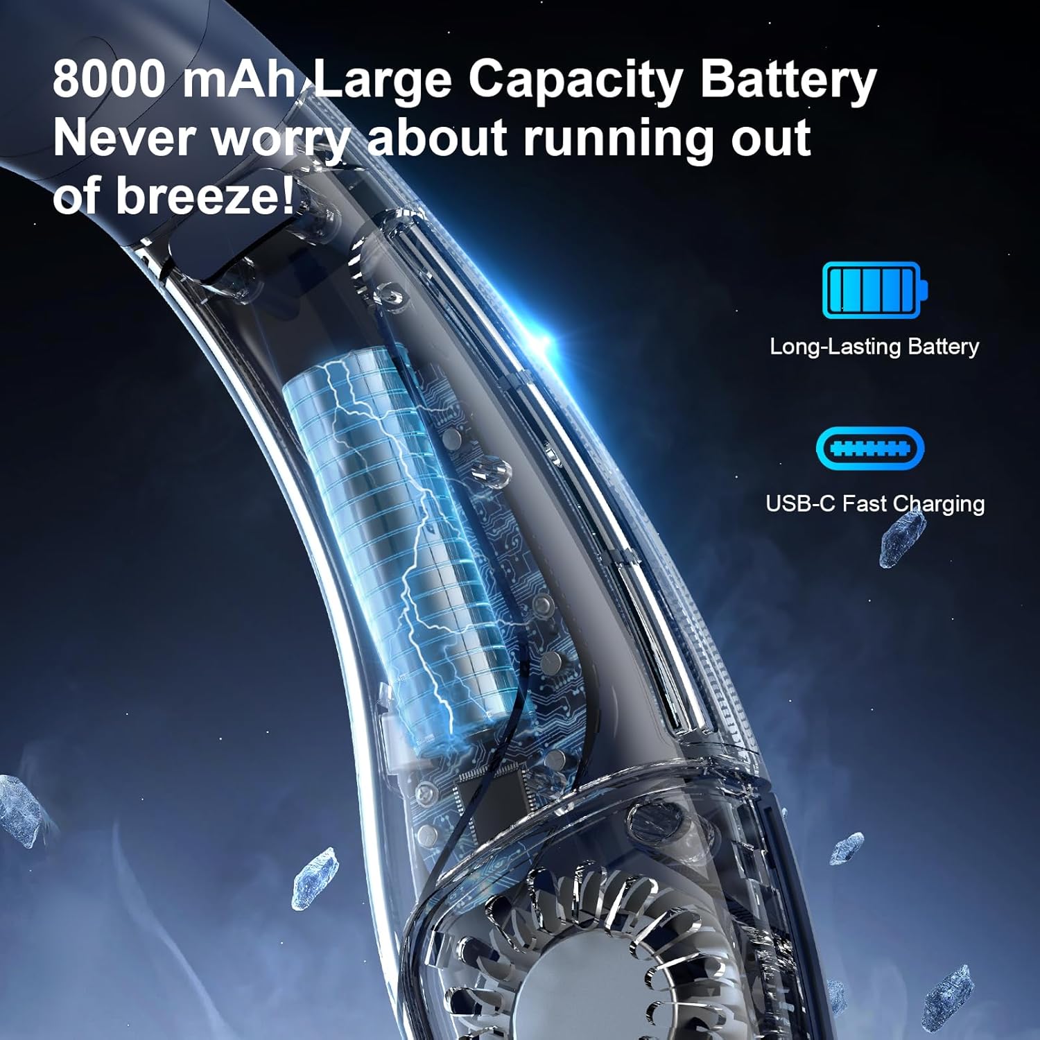 Neuer Halsventilator, bläst kalte Luft, 5200 mAh, batteriebetrieben, wiederaufladbar, tragbar, Kühlgerät, Ventilator, blattloser Ventilator, persönlicher Ventilator für den Außenbereich