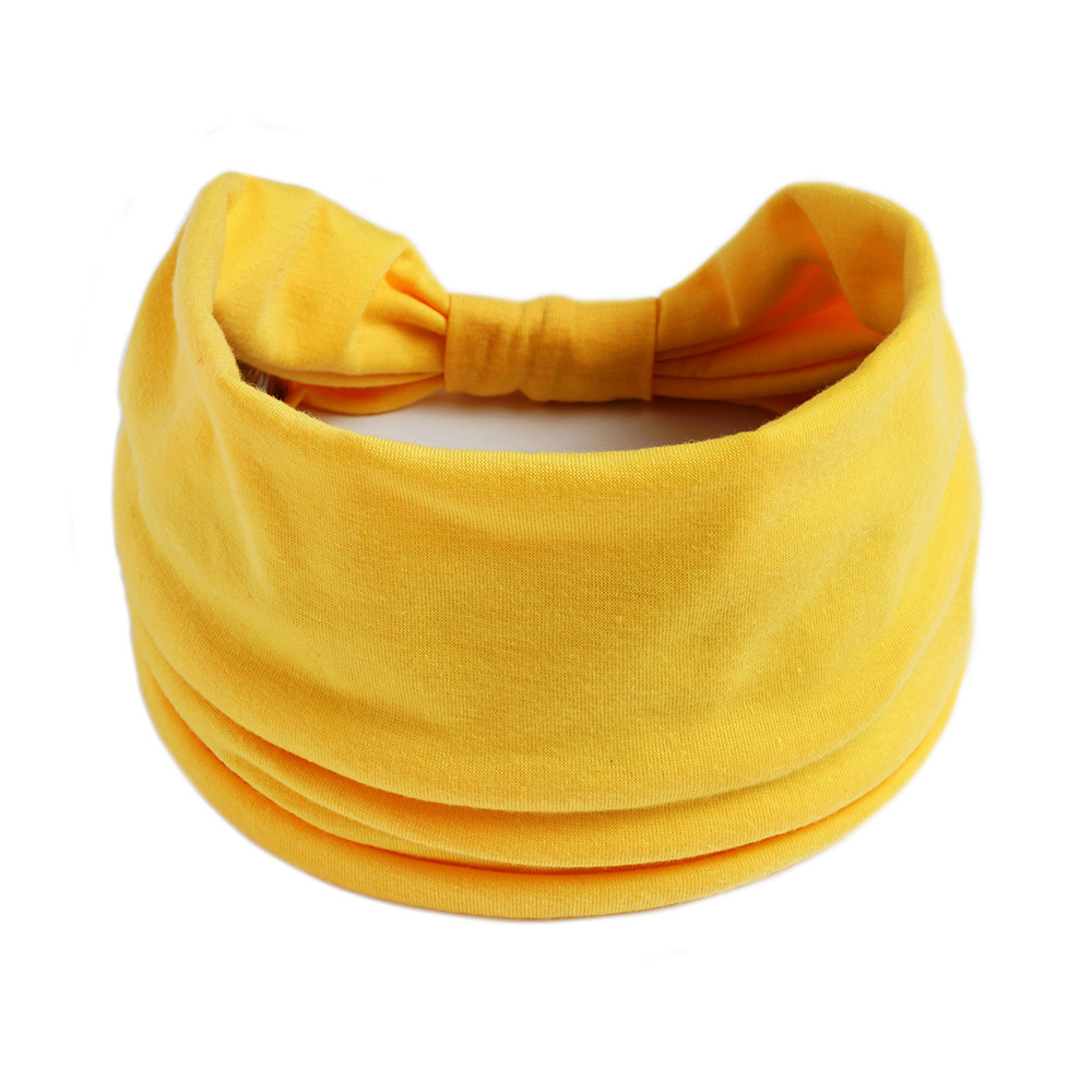 Boho Effen Kleur Brede Hoofdbanden Vintage Knoop Elastische Tulband Headwrap voor Vrouwen Meisjes Katoen Zachte Bandana Haaraccessoires: Roze