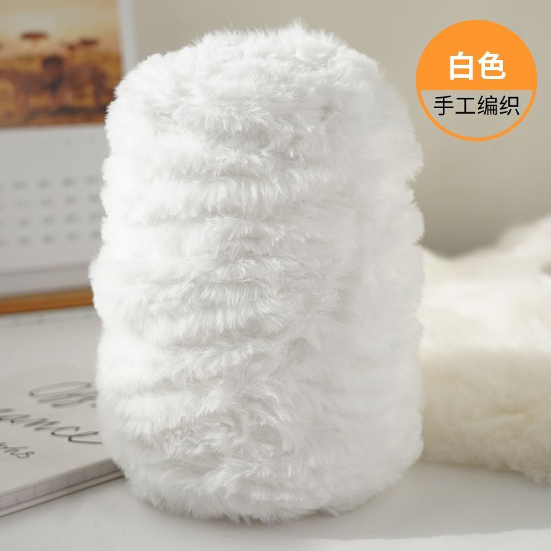 Imitation Mink Fur Yarn Hand Woven High-end DIY Hook Hat Hook Scarf Sweater Slippers Soft Fur Coarse Yarn Crochet Handmade Scarf: plum