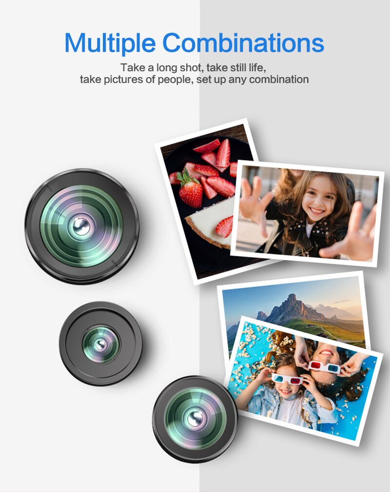 3 In 1 Fish Eye+Wide Angle+Macro Clip On Camera Lens Set For Mobile Phone Tablet Phone Camera Accessories