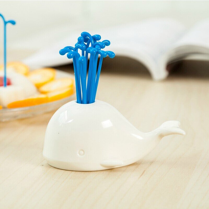 16 stks/set Milieuvriendelijke Tandenstokers Walvis Spray Fruit Dessert Vork Kit Party Tools voor Tandenstoker Case Keuken Home Decoratie