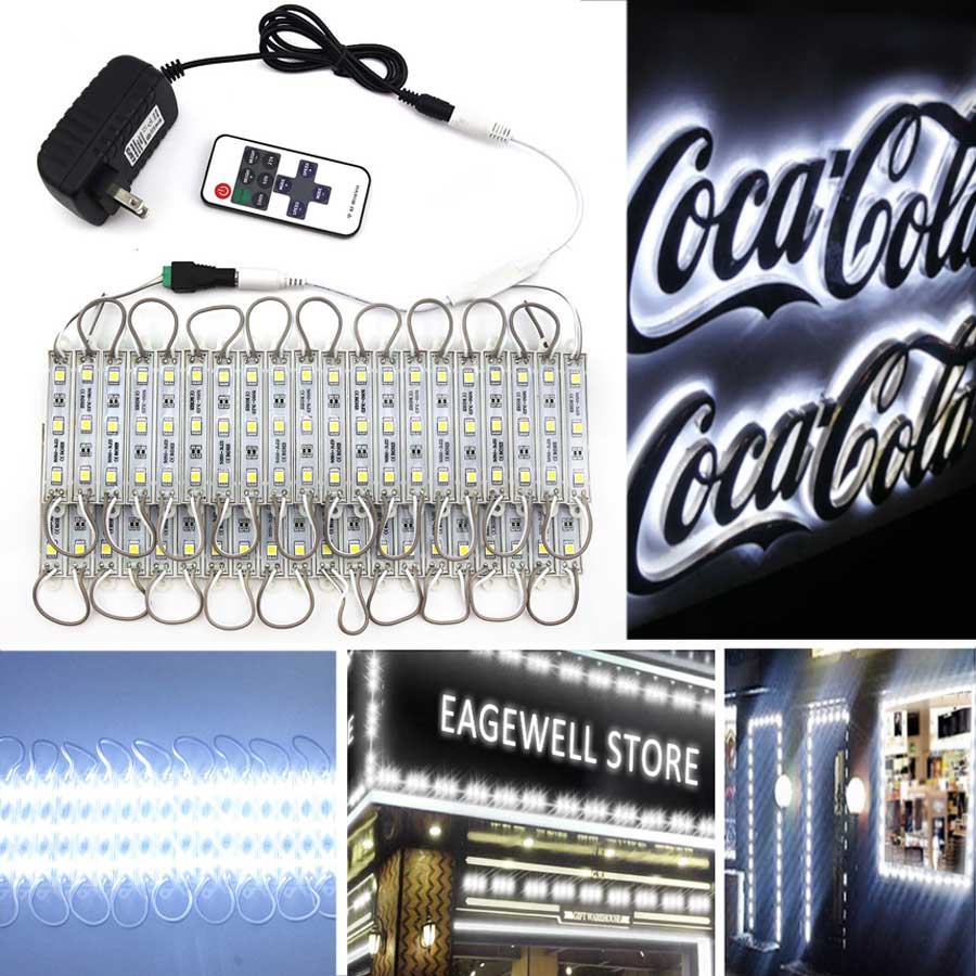 Smd 5050 led moduler lys 3 ledet  dc12v vanntett reklame skilt butikk front lys stripe lampe moduler sett hvit farge