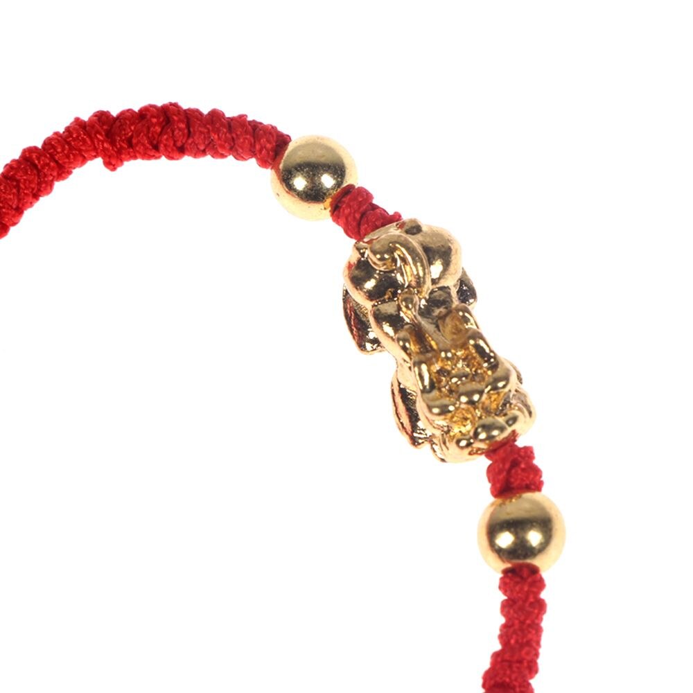 1Pcs Vrouwen Geluk Armbanden Kraal Rode Draad Chinese Feng Shui Gold Pi Xiu Kabbalah Red String Armband Boze Oog bescherming