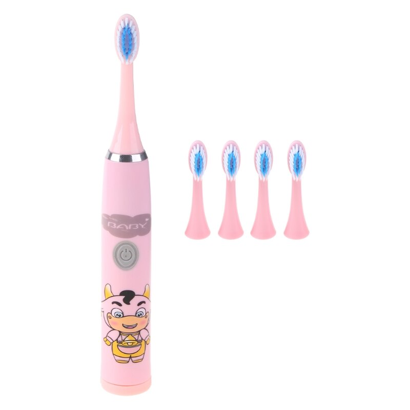 Cute Cattle Children Automatic Toothbrush Ultrasonic Toothbrush Electric Toothbrush for Kids, Waterproof