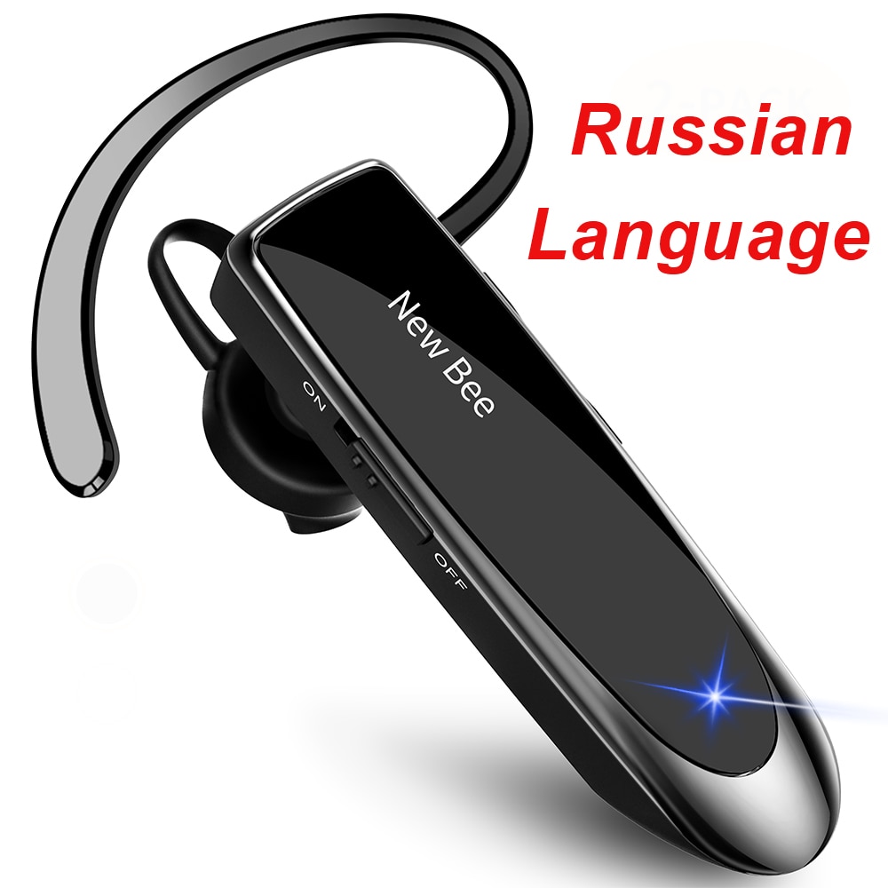 Bee-auriculares inalámbricos con Bluetooth V5.0, cascos manos libres con micrófono CVC 6,0 para música, para negocios y conducción, 22H: RU Black No bag