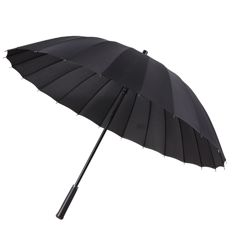 24 ben mænds lige håndtag paraply vindafvisende udendørs paraply overdimensioneret ensfarvet mænds forretningsparaply: Default Title