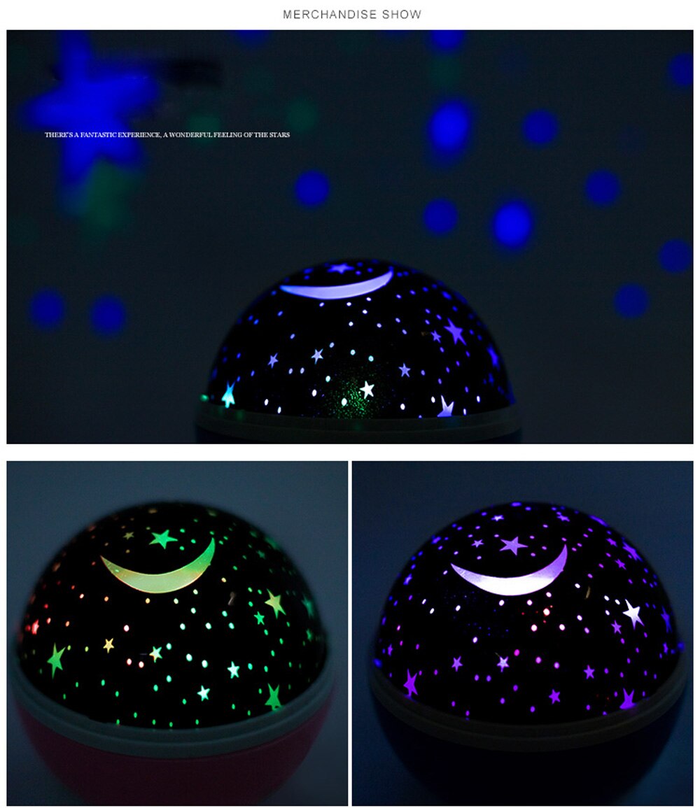 Novità giocattoli luminosi portato notte cielo veloce sfera consente l&#39;interfaccia USB meraviglioso proiettore con motivo a luna a stella per regalo per bambini