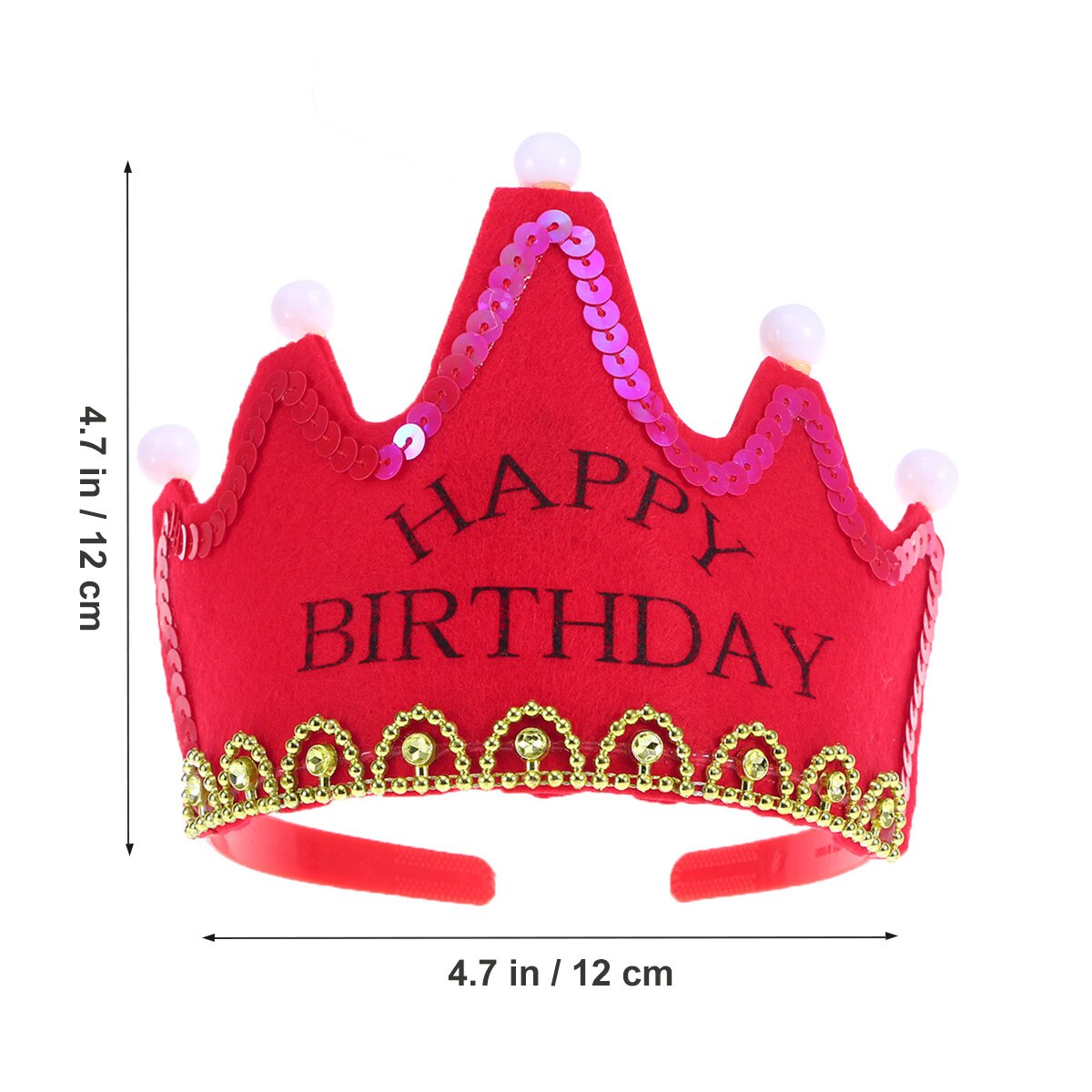 LED Light Birthday Party Hats Crown King Birthday Party Caps for Kids ) - Red Color