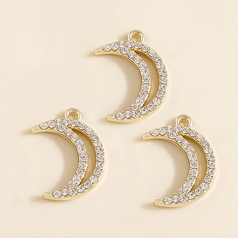 Leslie 5 Stuks Prachtige Gouden Zilveren Kleur Kristal Halve Maan Sterren Bedels Voor Oorbellen Armband Ketting Diy Sieraden Hangers: Blauw