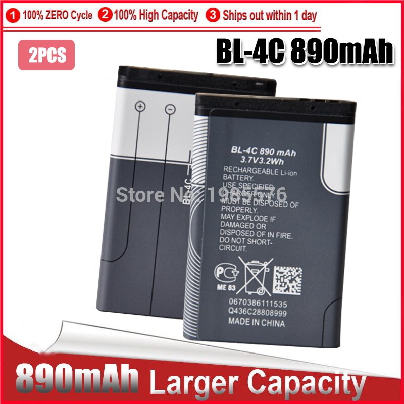 Batería de teléfono recargable BL-4C BL4C, para Nokia 7270/6100/2650/2652/5100/6101/6103/6125/6131/2228/6300/, 1-5 Uds.: 2pcs
