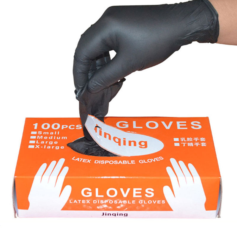 100 Stks/doos Zwarte Wegwerp Nitril Handschoenen Waterdicht Olie-Proof Beschermende Handschoenen Huis Industriële Gebruik Beschermende Handschoenen