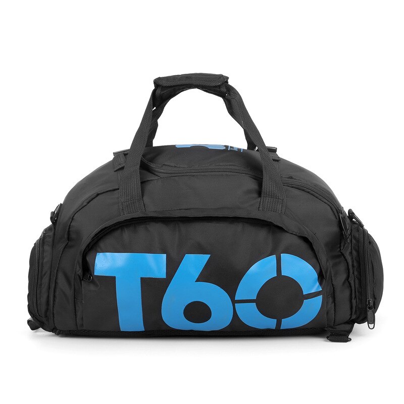 T60 Gym Bag Men Women for Training Sports Bags for Fitness Backpack with Shoes Storage Outdoor Travel Shoulder Rucksack: black-bluet60