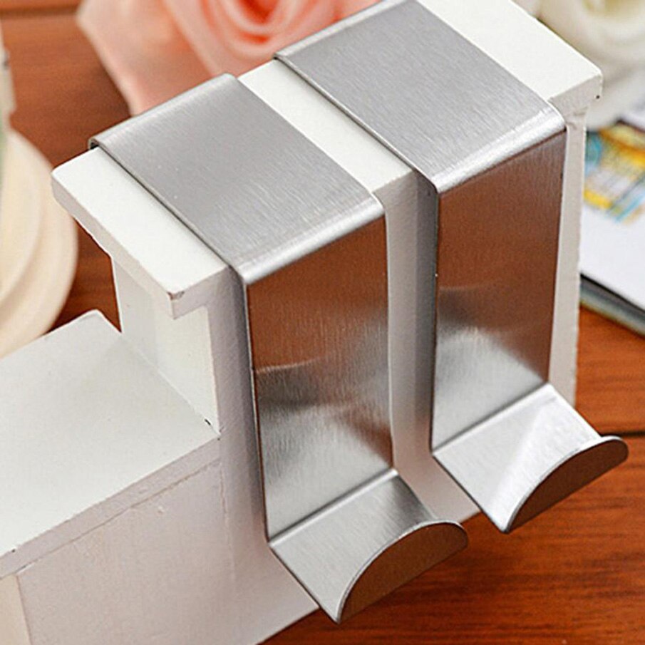 Stainless Steel Door Hook Kitchen Cabinet Clothes Home Storage Hanger Stainless Steel High-Grade Back Door Hook