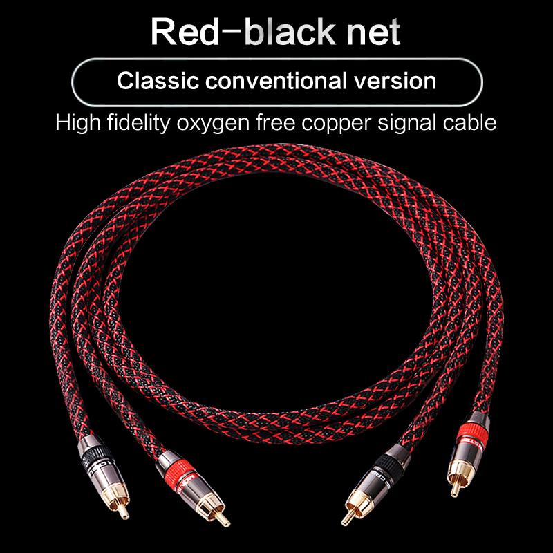 DIYLIVE 1 para kabel audio RCA 2 RCA do 2 RCA Interconnect kable radio HIFI 6N OFC z męskiego na męskie dla wzmacniacza DAC TV samochodowy sprzęt audio: Czerwony / 3 m