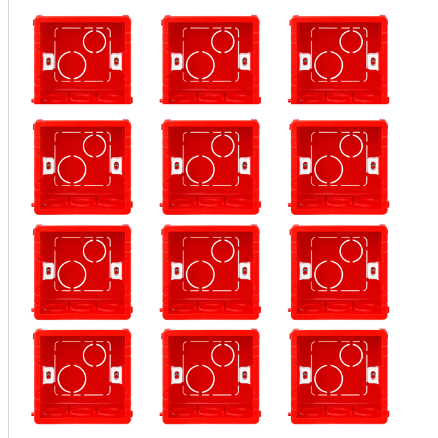 Boîte de montage réglable pour interrupteur mural, 3 couleurs, Cassette interne, 86mm x 83mm x 50mm pour interrupteur tactile de Type 86 et prise de courant: 12PCS RED