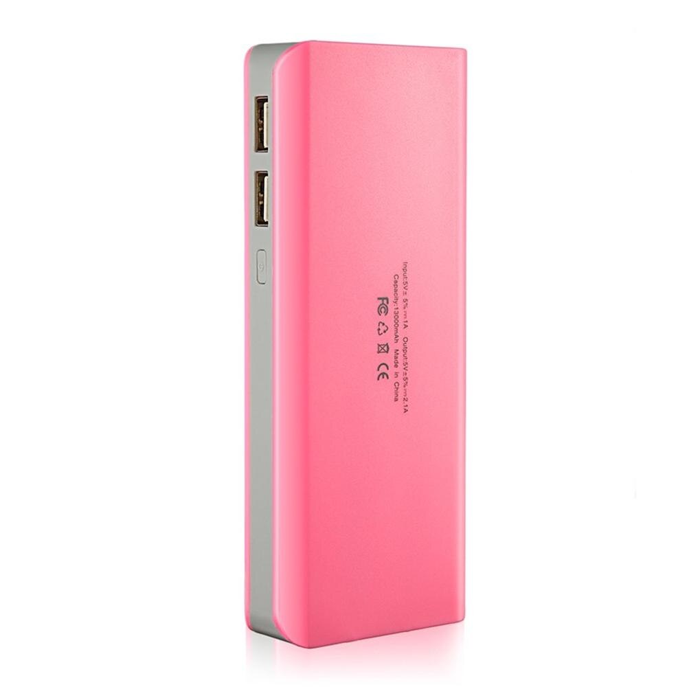 13000mah portátil caso do banco de potência do telefone móvel baterias externas banco de backup com dois carregador de interface usb power bank: Romans pink