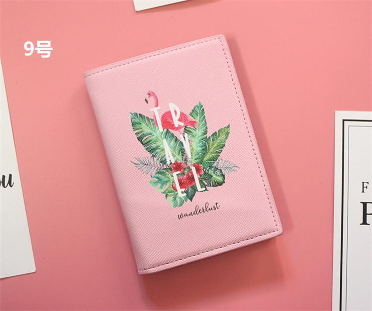 Alta-fim de design famoso flamingo capa de passaporte titular do cartão de crédito azul homem mulher caso de passaporte negócios unisex carteira de viagem: Flamingo004