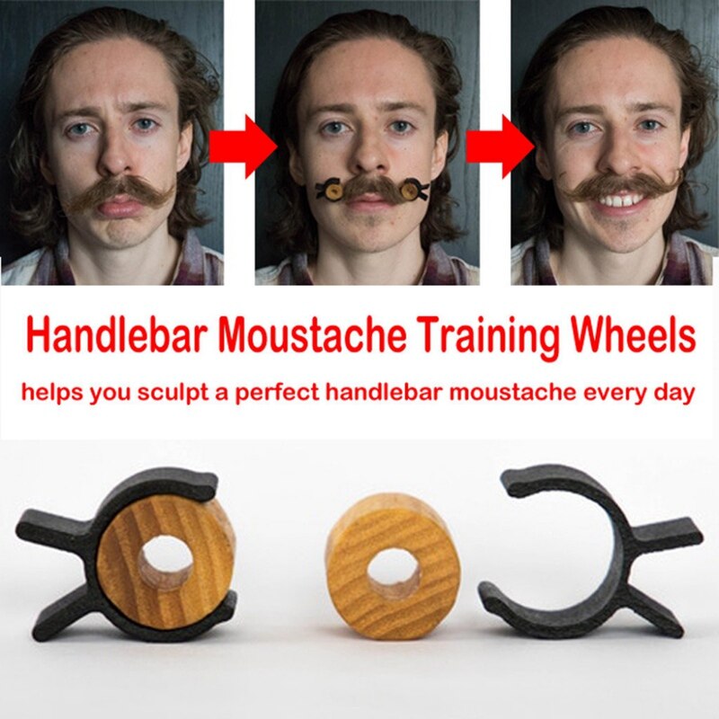 Træ silicagel styr overskæg træningshjul til mænd salon moustache styling skabelon til skægformning styling værktøj godt