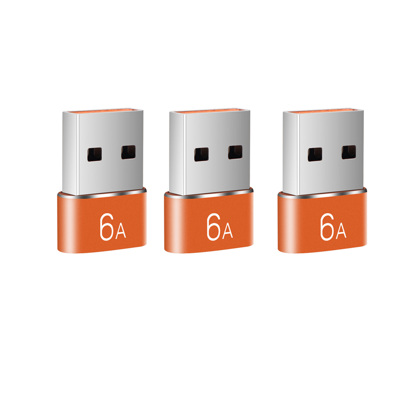 6-1szt. 6A Typ C żeński na USB A męski Adapter OTG Konwerter USB-C do Macbooka Xiaomi Samsung Oneplus Adapter złącza kablowego: Brązowy