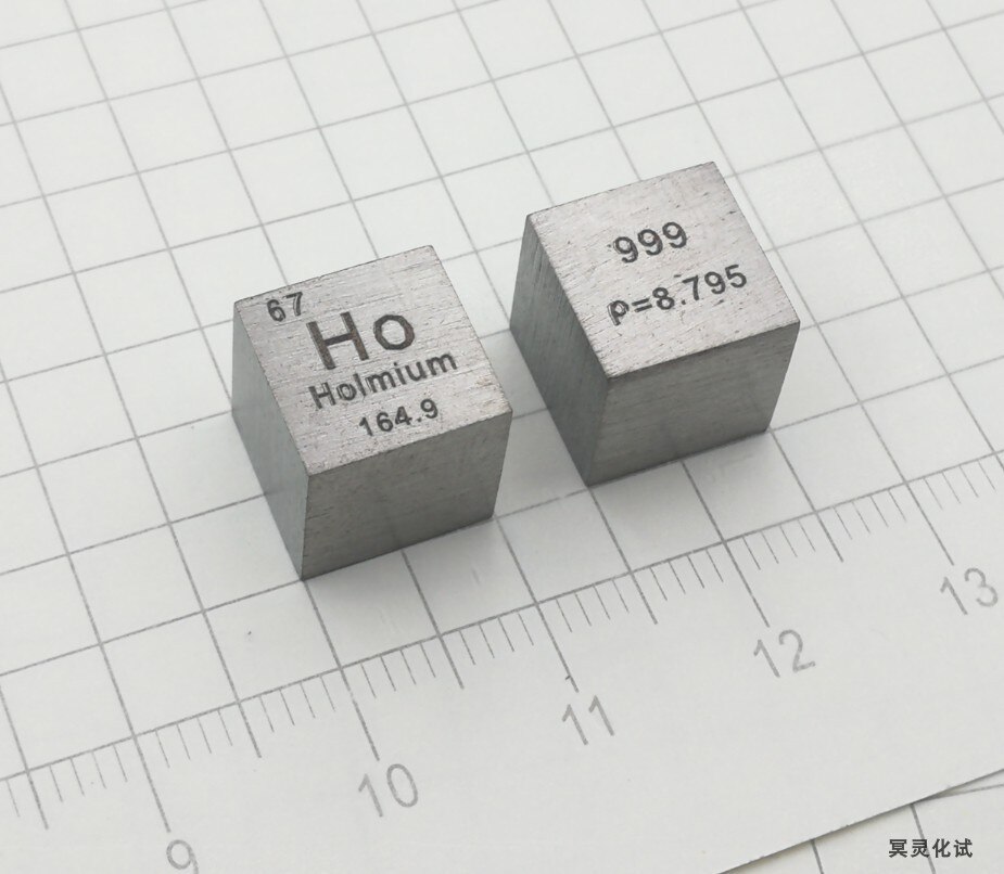 1 pcs holmium metal terra rara metal tabela periódica cubo 10mm peso médio 8.88g ho maior do que ou igual a 99.9%