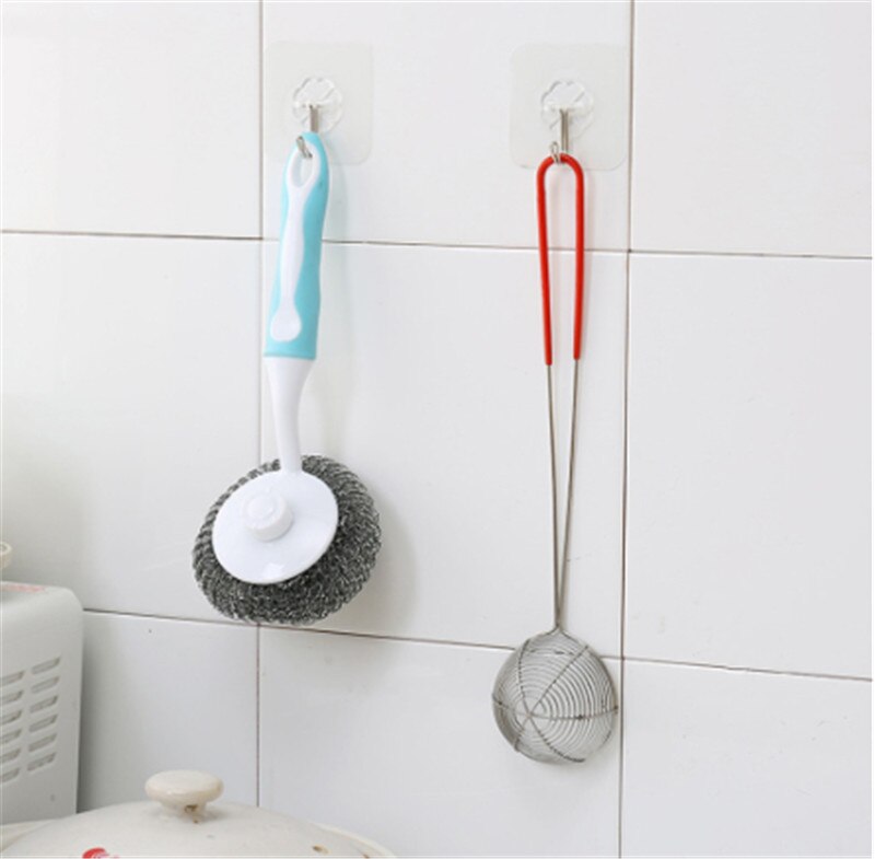 6Pcs Transparante Sterke Zelfklevende Deur Muur Hangers Handdoek Mop Handtas Houder Haken Voor Opknoping Keuken Badkamer Accessoires