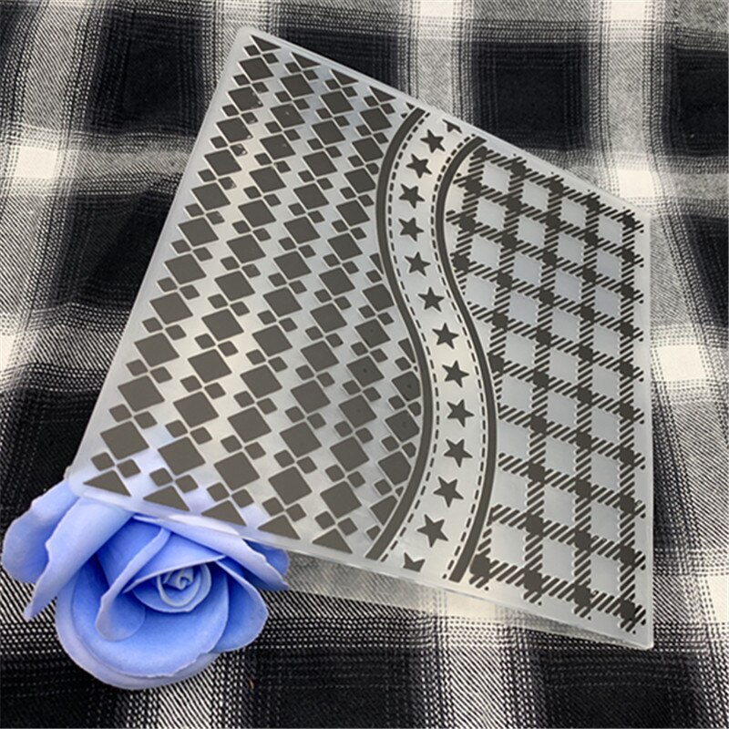 Geometrisch figuur vijfpuntige ster transparante plastic vouw reliëfplaat map diy werken achtergrond reliëfmal