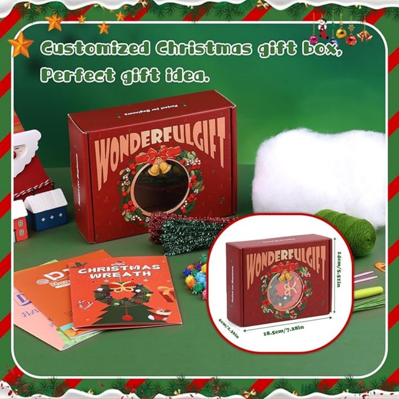 MIUSIE Kit de iniciación de ganchillo navideño, kit completo de tejido artesanal con hilos de ganchos de ganchillo, tutoriales de vídeo para de bricolaje