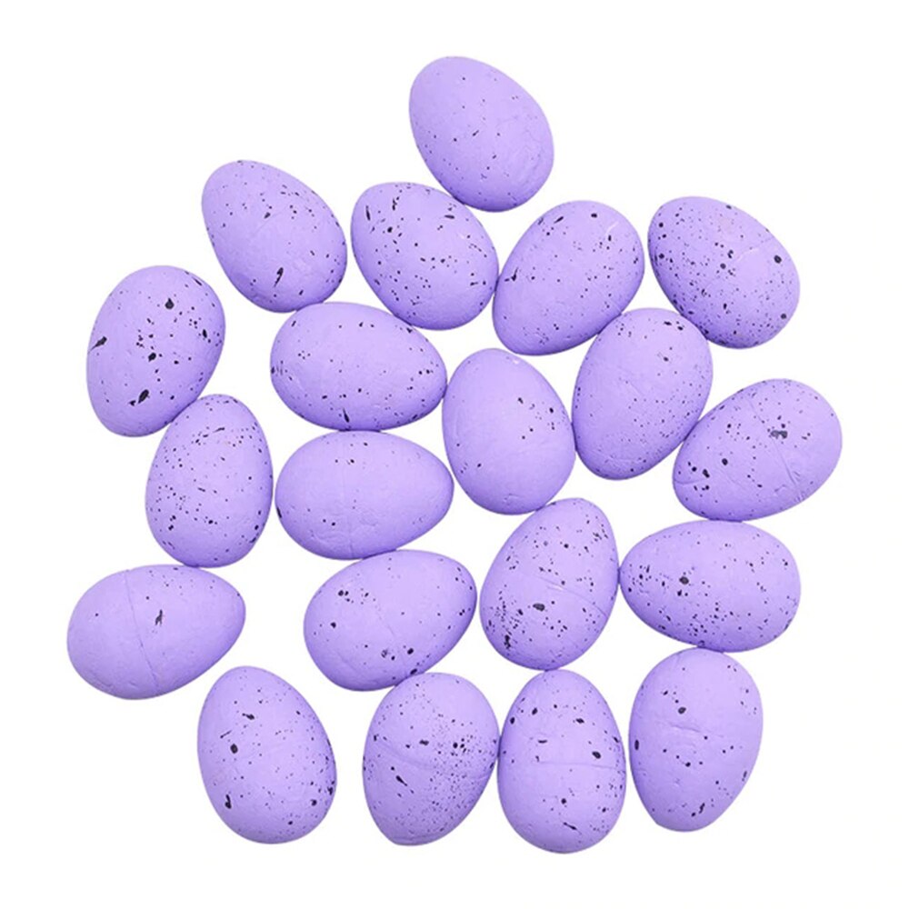 Huevos de Pascua felices decoración del hogar/partícula de espuma simulación de Paloma huevo/adorno colgante artesanal para niños DIY/Huevos de pájaro pintado: purple