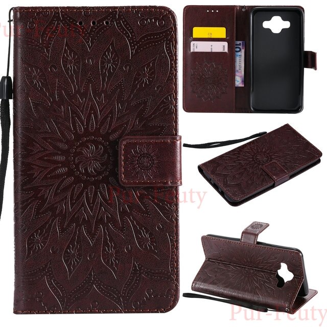 Coque pour samsung galaxy  j7 neo  j701 j701f/ ds  j701mt coque flip cover 3d peinture portefeuille pour sm -j701f/ ds sm -j701mt sm -j701m: Étui marron