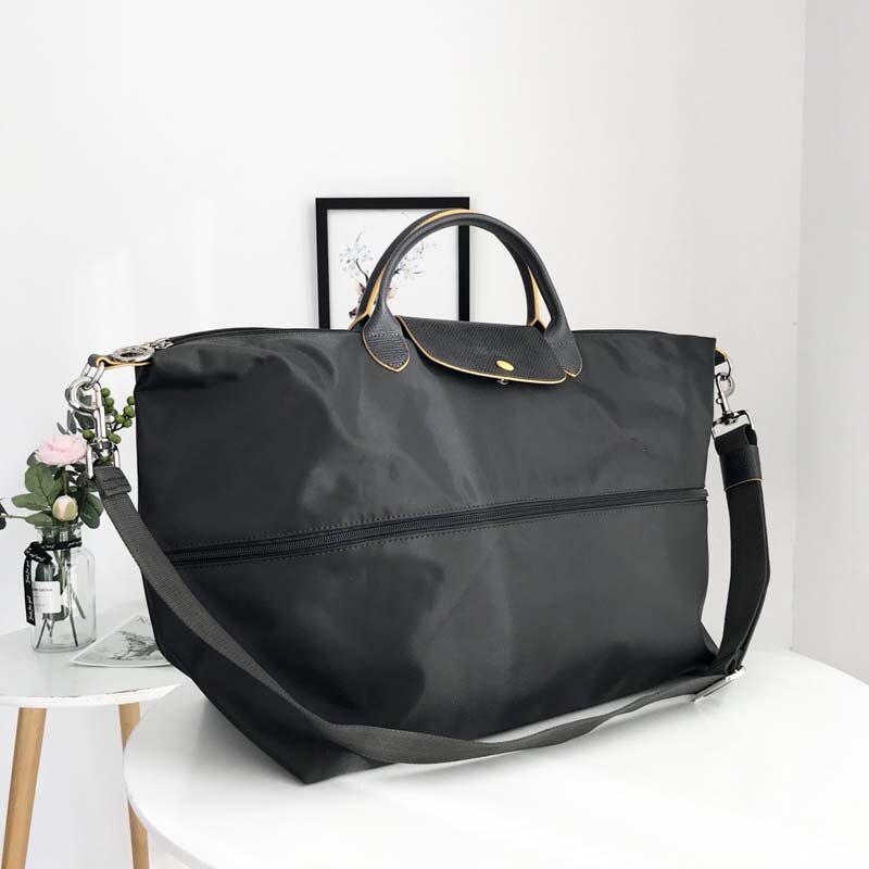 1911 Embroidered Horse Style Folding Travel Bag Large Short Handle Single Shoulder Crossbody Travel Bag: New gray