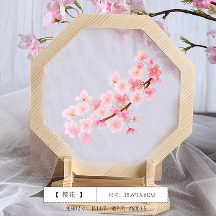 Kinesiska blommor mönster broderi kit med träram diy korsstygn set handgjorda hantverk sömnad målarmaterial paket: 2