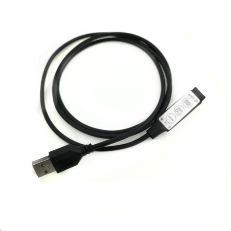 Tiras de luz LED USB 5 12 24 V RGB USB IR RF controlador remoto 5V 12V 24 V USB tira de luz LED 3 17 24 teclas remoto inalámbrico: 3key RGB controller