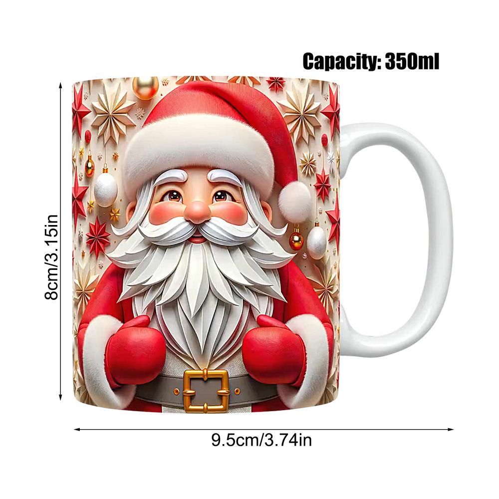 Christmas Santa Claus Ceramic Mug,3D Coffee Mugs, Vintage Water Cups, Tea Milk Mug, Christmas for Kids a: grey