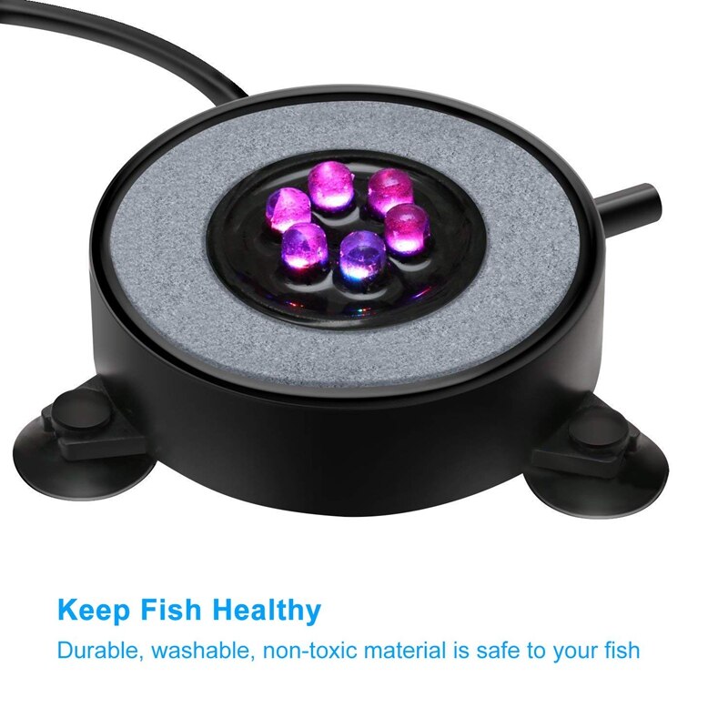 Led Aquarium Air Bubble Light Fish Tank Air Curtain Bubble Stone Disk with 6 Color Changing Leds(Eu Plug)