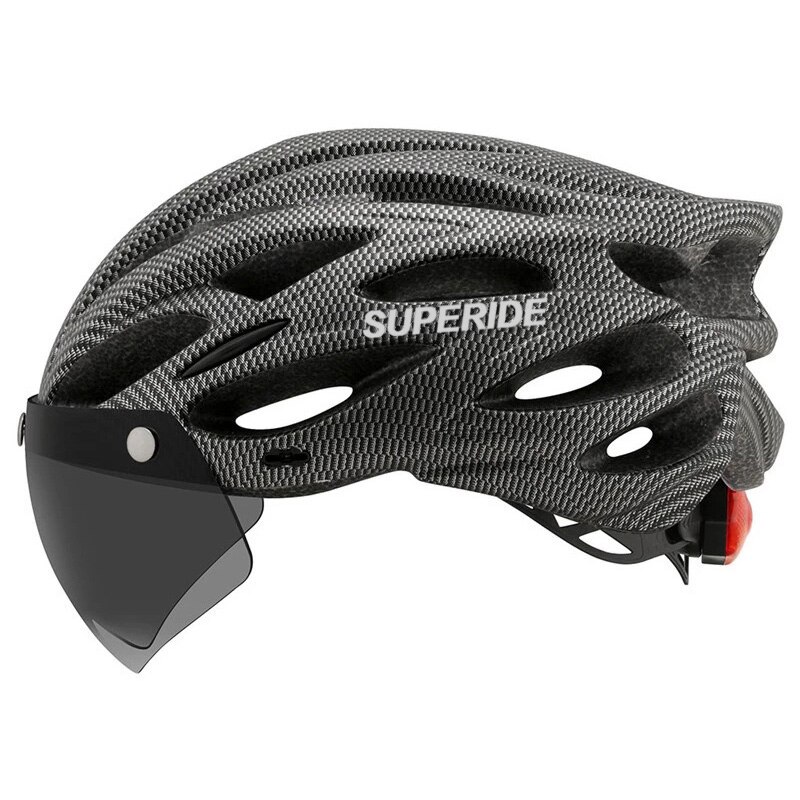 SUPERIDE Outdoor Cycling Helmet with Rearlight Unisex Mountain Road Bike Helmet Sports MTB Bicycle Helmet with Goggles &amp; Visor: Gray