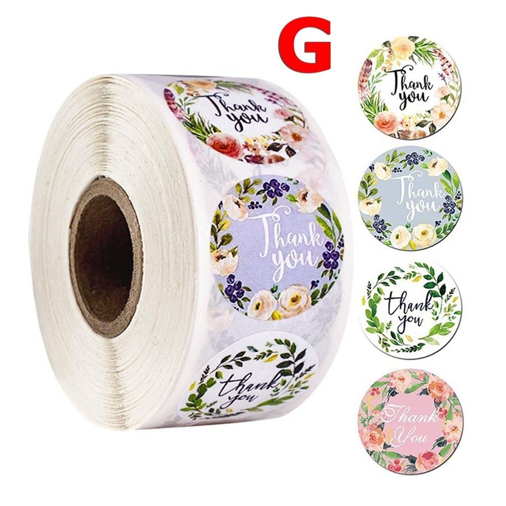 Powder White Sticker 2 Inch Thank You Stamping Sticker Seal Label Handmade Self-adhesive Label Sticker: G