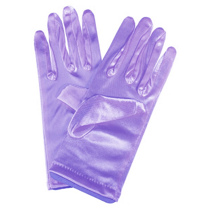 1 PC Mädchen Dame Satin- Kurze Finger Handgelenk Handschuhe Glatt Abend Party Formale Prom Kostüm strecken Handschuhe verrotten Weiß Etikette handschuh: Licht Lila