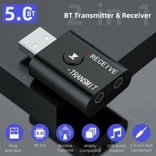 TR6 Bluetooth 5.0 Zender Ontvanger 2 In 1 Draadloze Audio 3.5Mm Usb Aux Adapter 3.5Mm Male-To-Male Audio Connector Voor Ipod
