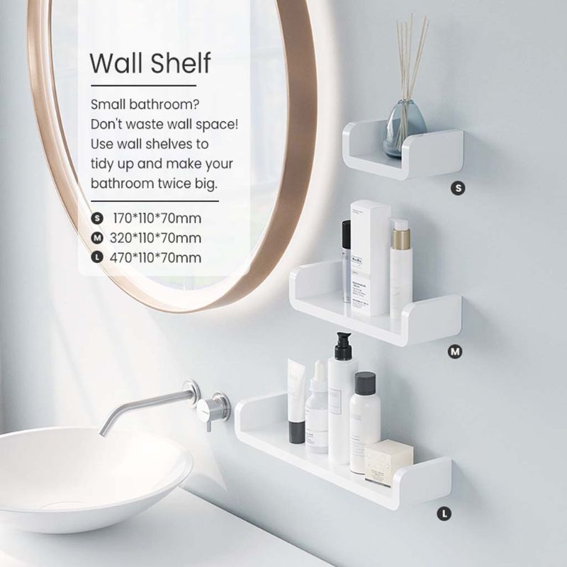 U Shape Wall Shelf Suction Floating Corner Shower Shelf Bathroom Shampoo Shower Shelf Holder Kitchen Storage Rack Organizer