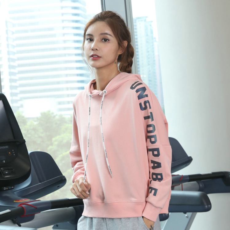 Women's Sport Sweater - Hooded Outdoor Running Pullover - Breathable Cotton Polyester Blend